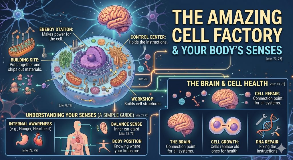  The amazing cell factory and human body secrets and hidden senses.
