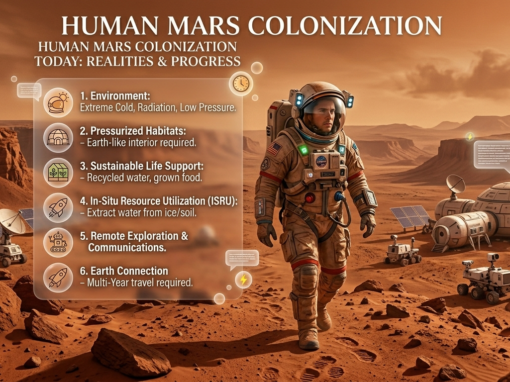 Astronaut walking on the red planet showing if could humans live on Mars today