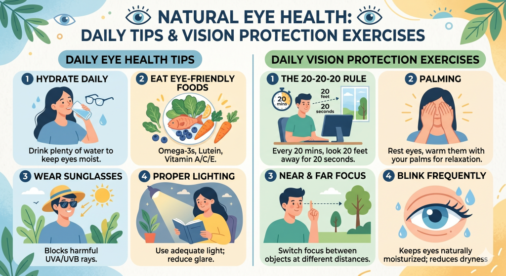 : Natural eye health tips and vision protection exercises for daily use"