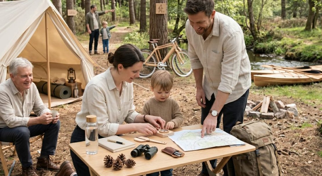 Family enjoying outdoor activities and prioritizing experiences
in a minimal lifestyle