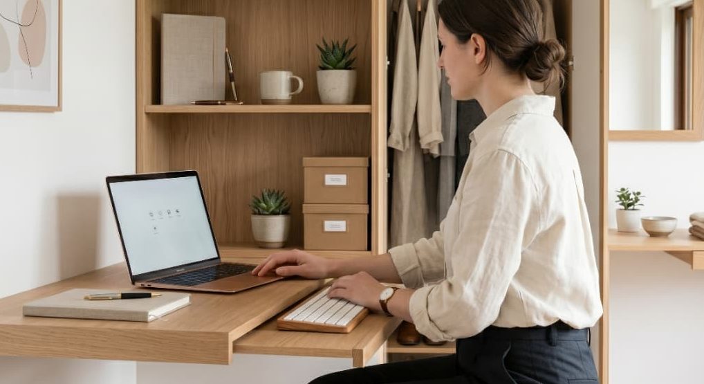 : Organized workspace demonstrating digital
minimalism and simple living techniques