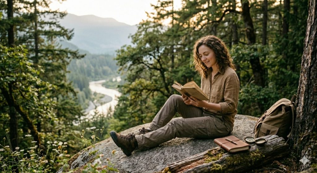 Woman experiencing digital detox benefits in a social media world while reading