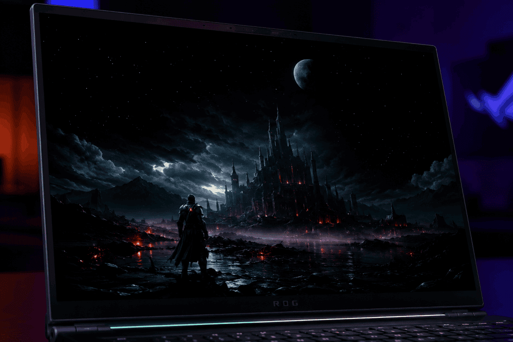 social media influencer reviewing best gaming laptop with high refresh display