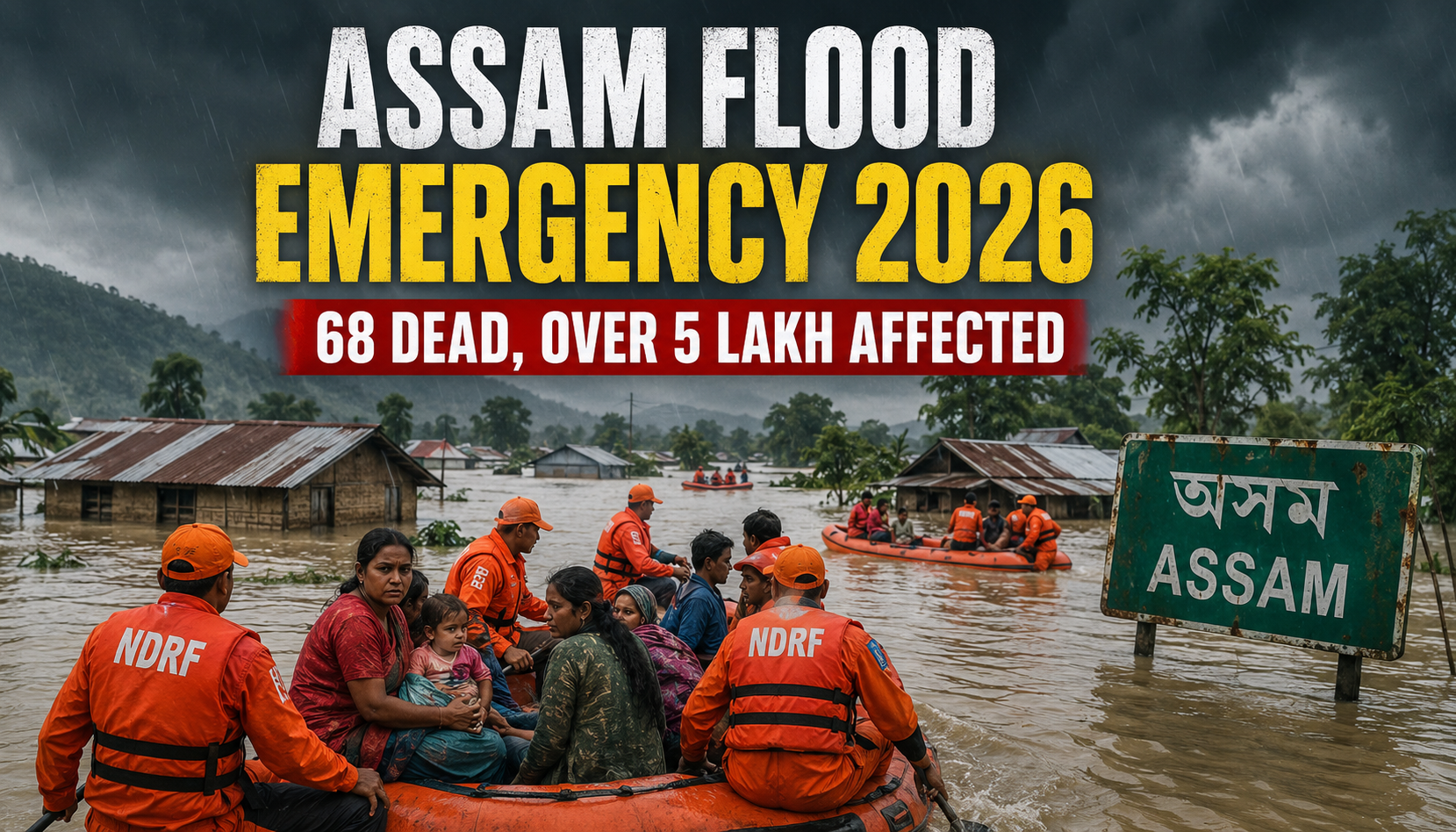Assam Flood Emergency 2026: 68 Dead, Over 5 Lakh Affected