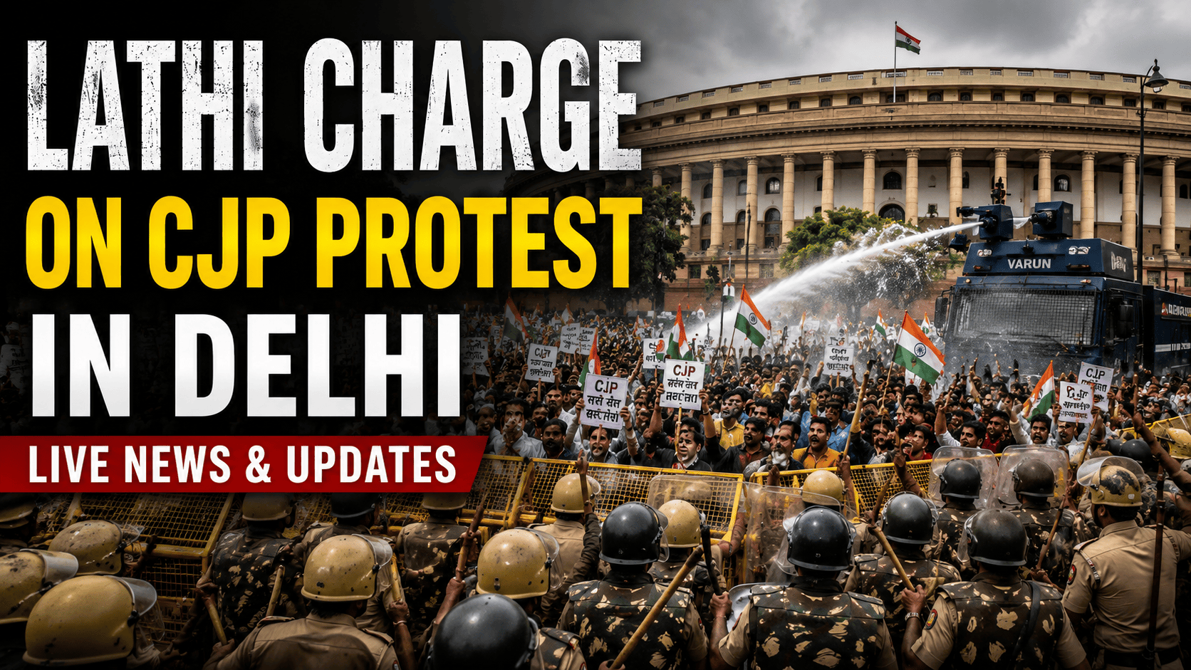 Lathi Charge on CJP Protest in Delhi | Live News & Updates