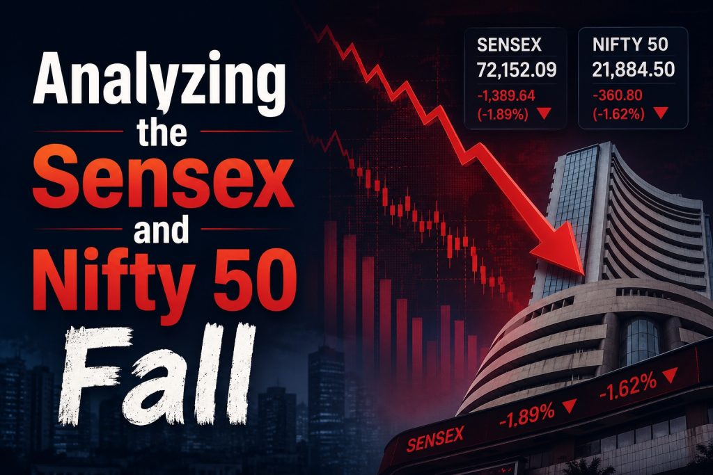 Red stock chart trends showing why market is down today and Nifty drop