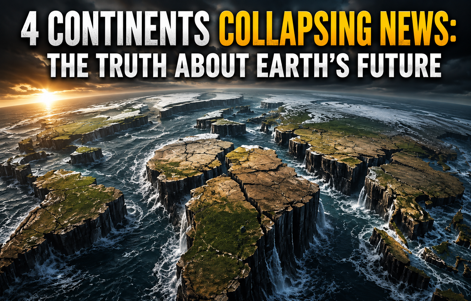 A geological map illustrating the 4 continents collapsing news and the future formation of the supercontinent Amasia.