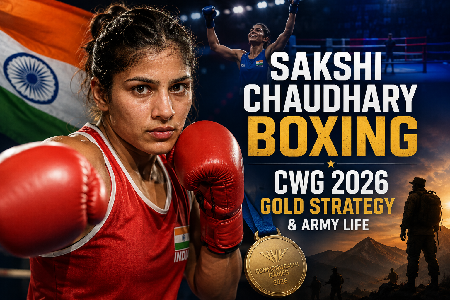 Sakshi Chaudhary boxing in the ring during her gold medal victory at the Commonwealth Games 2026